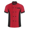 thumbnail image 3 of TiaoBug Unisex Chef Jacket Double Breasted Short Sleeve Chef Coat Hotel Restaurant Kitchen Work Wear Burgundy M, 3 of 5