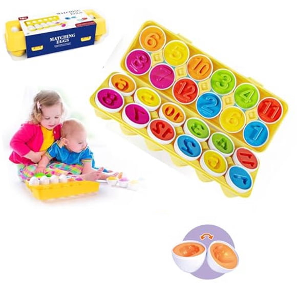 Jouet Sensoriel d'Association d'Oeufs pour Tout-Petits 1 3 Boîte d'Oeufs de Pâques Reconnaissance des Formes Trieur Casse-Tête Coordination Apprentissage Précoce Éducatif Motricité Fine Montessori Géométrique(Nombre) Prendre Sa Retraite Tôt dans la Vraie