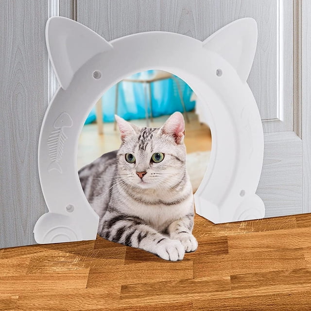 Porte pour Chat d'Intérieur par DEANDAWN, une Porte pour Animal en Plastique ABS Blanc avec un design en Forme de Tête de Chat, Installée sur une Porte Intérieure. Convient aux Chats jusqu'à 30 Lb, Elle Présente une surface Lisse et durable et une Grand Ouverture pour un passage Sécuritaire. la Porte Est Fixée avec des Vis, Évitant l'Utilisation Adhésive, et Convient aux Portes de 0,8 à 1,78 Pouce d'Épaisseur. Idéale pour les Buanderies, les Chambres Ou les sous-Sols, Elle Permet aux Chats de Se Déplacer Librement