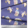 thumbnail image 2 of Soimoi Tissu Satin Modal Cycle,Rabbit & Bear Tissu Imprimé pour Enfants au Mètre 42 Pouces de Large, 2 of 2