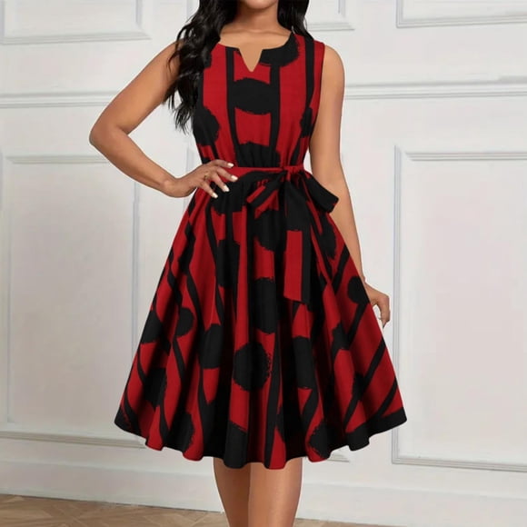 Summer Weekly Deal Iumwxz V-Neck Sleeveless Dresses for Lady Tunic Business Casual Formal Long Dresses Trendy Graphic Dress Formal Dresses for Women Comfy Dresses for Holiday Gifts