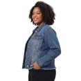 thumbnail image 4 of GRACE & GRANDEUR Veste en Denim Effiloché Délavée à Boutons devant pour Femme Grande Taille Bleu 3X, 4 of 6