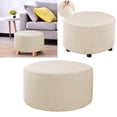 thumbnail image 2 of Housse Extensible pour Pouf Housses pour Pouf Repose-Pieds Ronds Housses Extensibles pour Pouf Repose-Pieds, Bas Élastique, Lavable (Standard, Petit) Beige, 2 of 7
