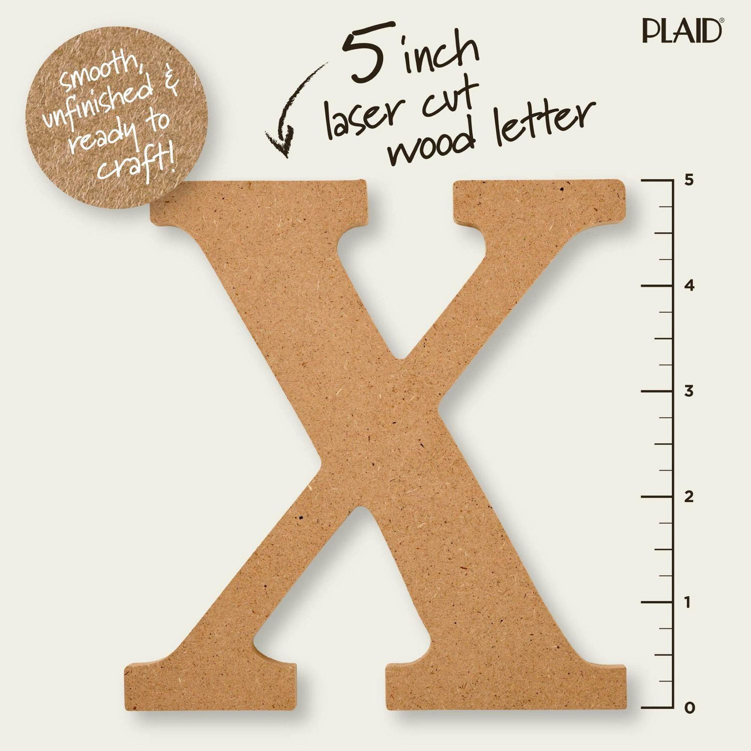 Plaid Bois Inachevé 5" Lettres