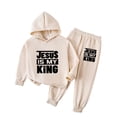 thumbnail image 1 of Long Sleeve Top, Comfortable Hooded Set with Elastic Waist Pants for Kids, 1 of 6