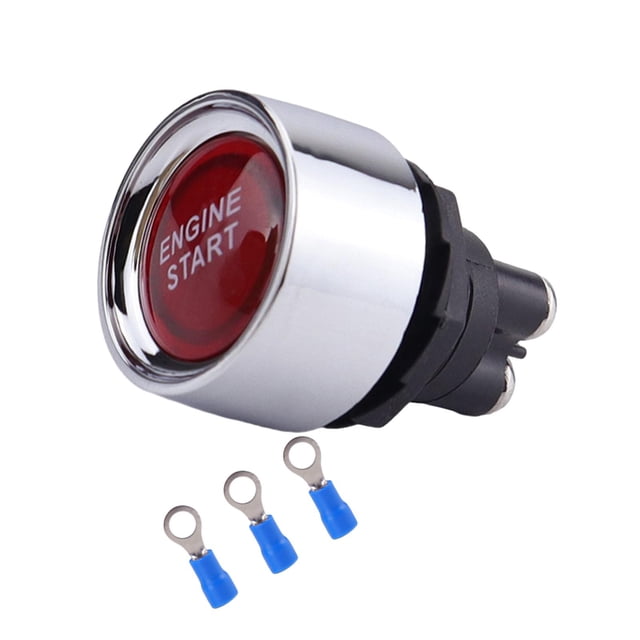 Thinsony Push Button Starter Switch LED Light Engine Push 50A Button 12V Switch Start blue red 33x33x46mm