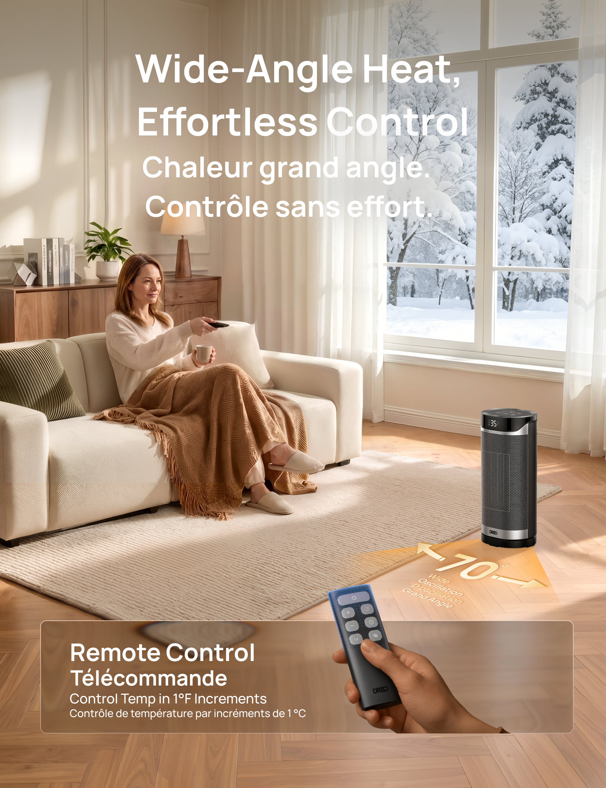 DREO 16" Space Heater, Portable Electric Heater for Indoor Use with Thermostat