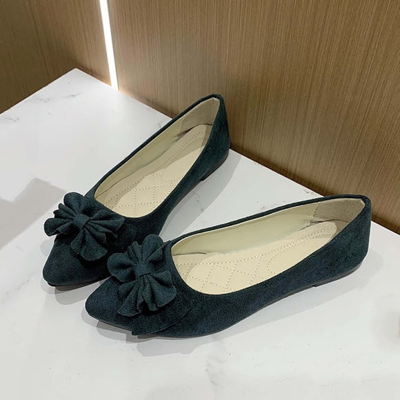 TopLLC Flats Shoes Women's Spring And Summer New Shallow Mouth Suede Bow Slip-on Flat Shoes Women Shoes