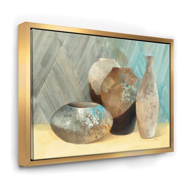 Still Life of Vase Bottle Handpainted - Traditional Framed Canvas