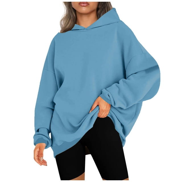 Oversized Hoodies for Women Sweatshirts Long Sleeve Pullover Fall Winter Solid Color Tops