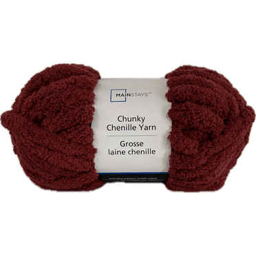 Mainstays Chunky Chenille Yarn, 31.7 yd, Rust, 100% Polyester, Super Bulky