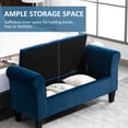 thumbnail image 4 of HOMCOM Banc Ottoman Rembourré avec Rangement, Banc de Bout de Lit avec Accoudoirs, Bleu, 4 of 9