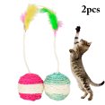 thumbnail image 2 of 2PCS Cat Sisal Ball Bite-resistant Fake Feather Cat Toy Kitten Ball Toy, 2 of 10