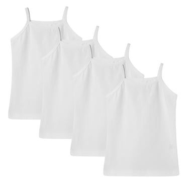 Hbhpov Girl's Soild Undershirt, Kids Soft Cotton Cami Tank Top 4-Pack, Size 2-8T
