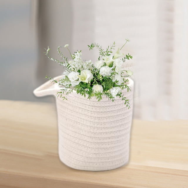 Dvkptbk Cotton String Storage Basket Wire Hanging Basket Kitchen Storage Basket Entrance Snack Basket Cosmetic Storage Box Hanging Cotton Rope Woven Storage Basket Home Storage Cotton Wire Basket