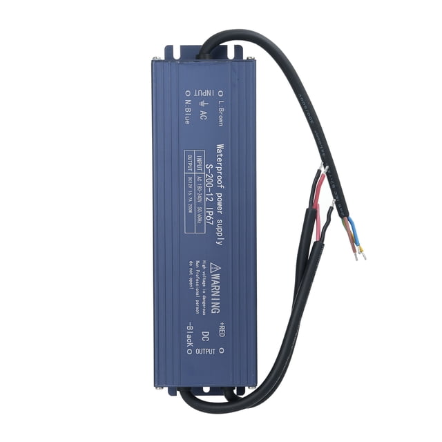 Tignapoo Alimentation DEL Étanche IP67 pour l'Extérieur 12 V 200 W avec Court-Circuit, Surcharge, Protection contre les Surtensions pour Enseignes, Bandes Lumineuses et Affichages