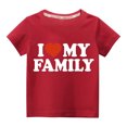 thumbnail image 1 of Pisexur Mode Mignon pour Tout-Petits Garçons Filles Couleur Unie Col Rond Saint-Valentin Imprimé Cœur Manches Courtes, 1 of 3