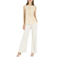 thumbnail image 2 of INSPIRE CHIC Blouse Sans Manches pour Femme, à Volants, Plissée, Blouse CHIC pour le Travail, m Beige, 2 of 8