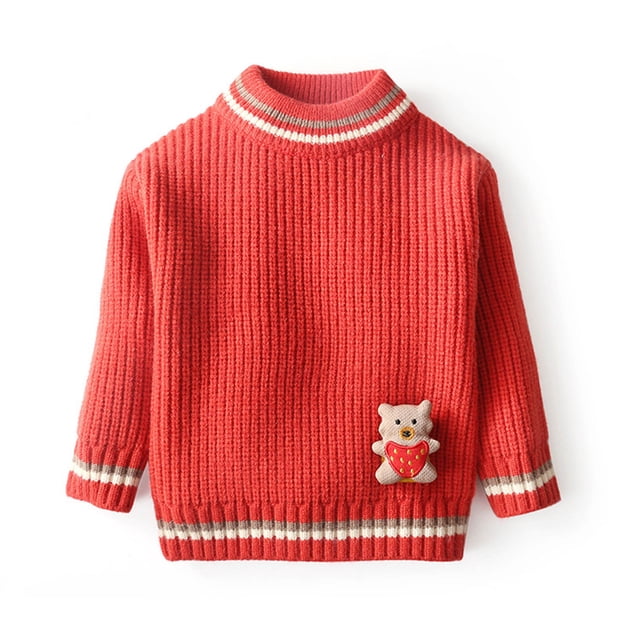 RXIRUCGD Chandail Décontracté à Manches Longues Chaud à Col Rond pour Fille et Garçon ( Rouge, Taille : 7 Ans )