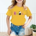 thumbnail image 2 of PMVFHDE T-Shirts d'Été pour Filles, T-Shirt Mignon à Motif pour Fille, Col Rond, Manches Courtes, T-Shirt Décontracté d'Été Jaune, 8-9 Ans, 2 of 5