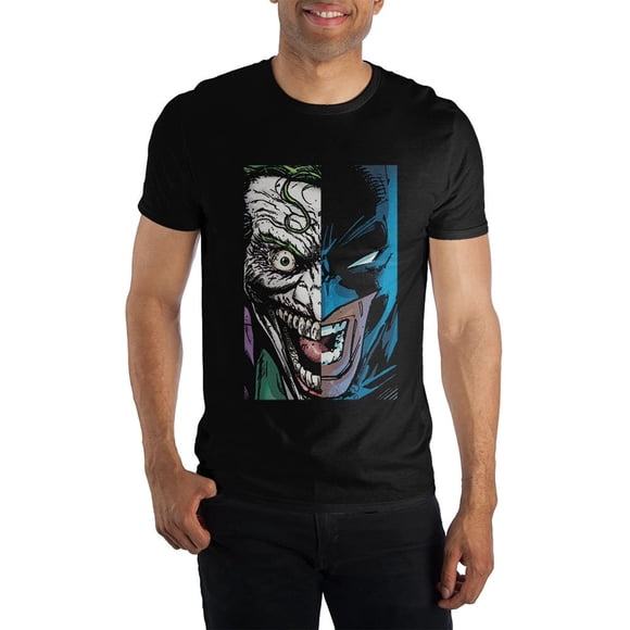 Bioworld Mens Two Face Joker Batman Shirt