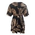 thumbnail image 5 of Women‘s Floral Print Mini Dress Pleated V Neck Drawstring Elastic Waist Ruffle Layered Mini Dress, 5 of 5