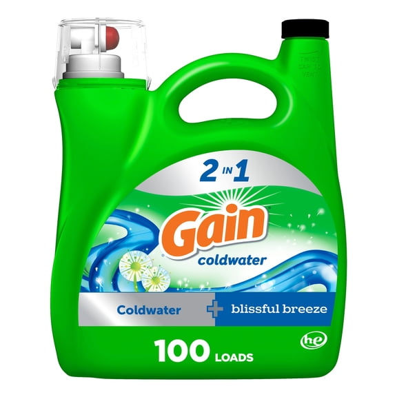 Gain Détergent à Lessive Liquide pour Eau Froide, Parfum Brise Exquise, Fraîcheur 2 en 1, Détergent à Lessive Savon Liquide, compatible HE, 100 Brassées