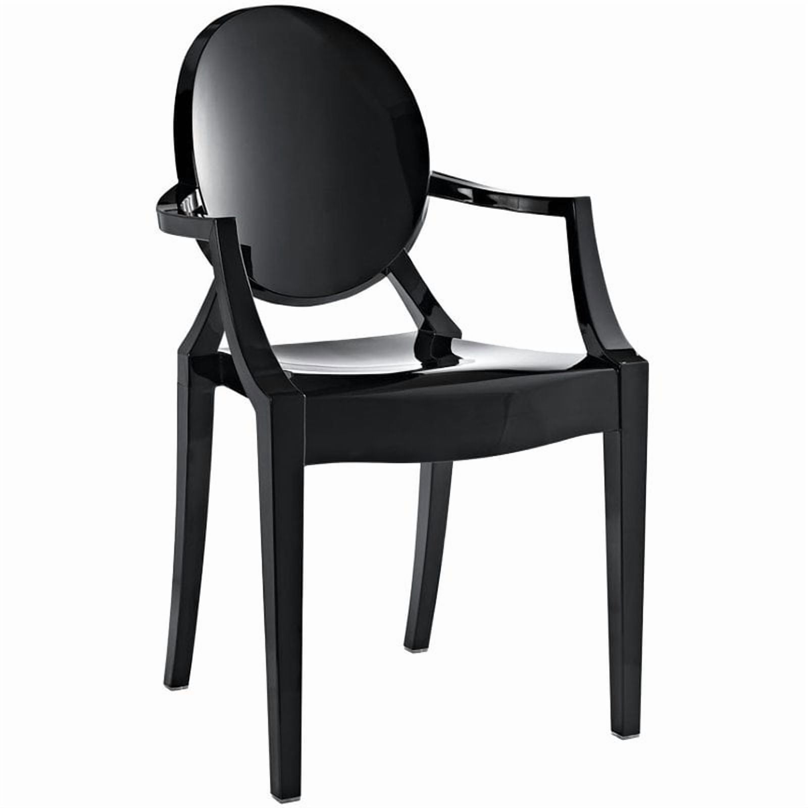 Modway Casper 18.5" Modern Plastic Dining Armchair, Black Finish