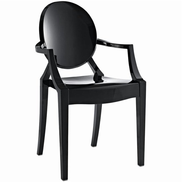 Modway Casper 18.5" Modern Plastic Dining Armchair, Black Finish