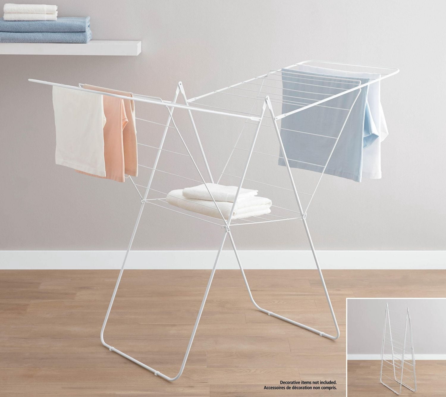 Mainstays Cross Wing Clothes Drying Rack, 53.1inWx22.4inDx39inH