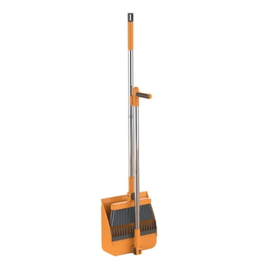 Aqestyerly Indoor Rotatable Broom and Dustpan Set with Scraping Teeth,Standing Storage Brooms Combo,Easy Sweep for Home Cleaning HWRETIE