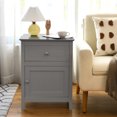 thumbnail image 3 of Costway Table de Chevet 2 Pcs Tiroir Table d'Appoint Bout de Canapé Armoire de Rangement Gris, 3 of 10
