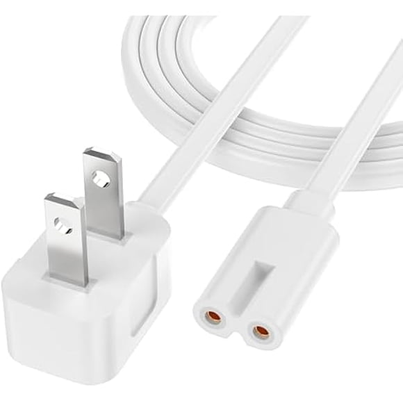LujingZ AGVEE 5ft 90 Degree Power Cord for Sony PS5/PS3 Slim, Xbox Series S/X, Xbox One S/X, 2 Prong C7 Universal TV Power Cable Replacement, Sleek Minimalist Design, White