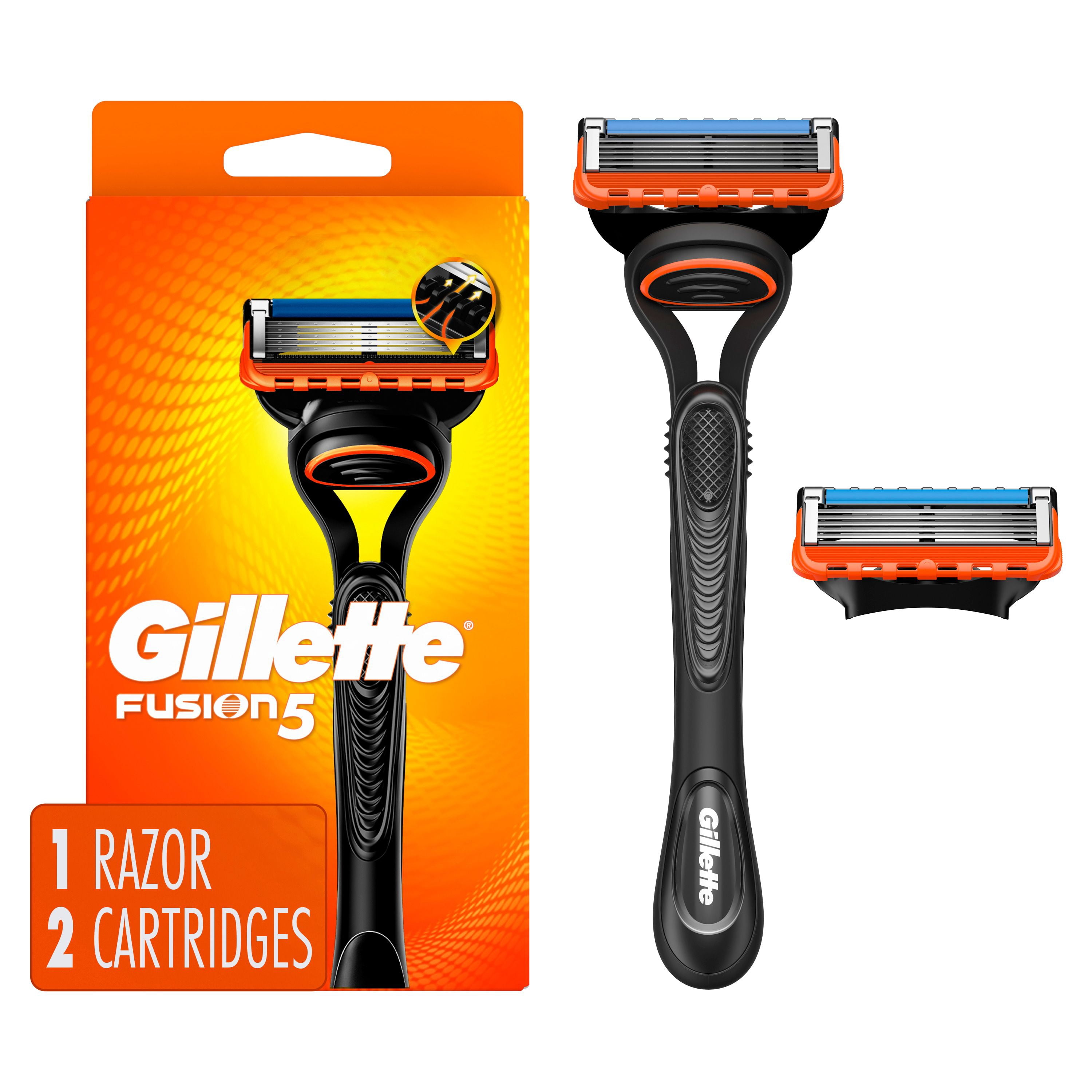 Gillette Fusion5 Rasoir pour Hommes, 1 Manche de Rasoir, 2 Cartouches de Lames, avec Bande Lubrifiante et Tondeuse de Précision pour Hommes