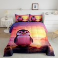 thumbnail image 3 of 7pcs Cartoon Penguin Twin Comforter Set for Kids Boys Girls Beach Themed Bedding Comforter Sets, Antarctic Animal Bed in a Bag Cute Wildlife Bedding Set, Coastal Sea Ocean Marine Bed Sheets Set, 3 of 6