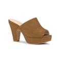 thumbnail image 1 of BLISSFUL STEP Women's Chunky Heels Platform Open Toe Slides Sandals Brown 9, 1 of 7