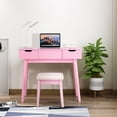 thumbnail image 3 of Costway Vanity Table Set w/ Flip Top Mirror Drawers 9 Dividers Makeup Writing Desk Pink, 3 of 8