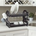thumbnail image 3 of DEBGFS Dish Drying Rack  2 Tier Dish Drainer Easy Install Non-Slip Dish Rack Chrome Plated Dish Dryer with Removable Drain Board  Utensil,black, 3 of 8