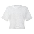 thumbnail image 4 of Haut Court en Résille Transparent pour Femmes, T-Shirt Court pour Femmes, T-Shirt Moyen pour Femmes, T-Shirt d'Entraînement pour Femmes, T-Shirt d'Entraînement pour Femmes, Hauts à Manches Longues pour Femmes en Polyester à Rayures, T-Shirt pour Femmes Court pour Femmes, 4 of 4
