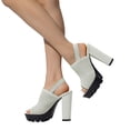 thumbnail image 1 of Womens Platform Chunky High Heel Slingback Sandals Fashion Mesh Knit Peep Open Toe Block Heeled Summer Shoes, 1 of 6