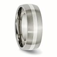 thumbnail image 4 of Titanium Sterling Silver Inlay 8mm Brushed Band Ring 12 Size, 4 of 6