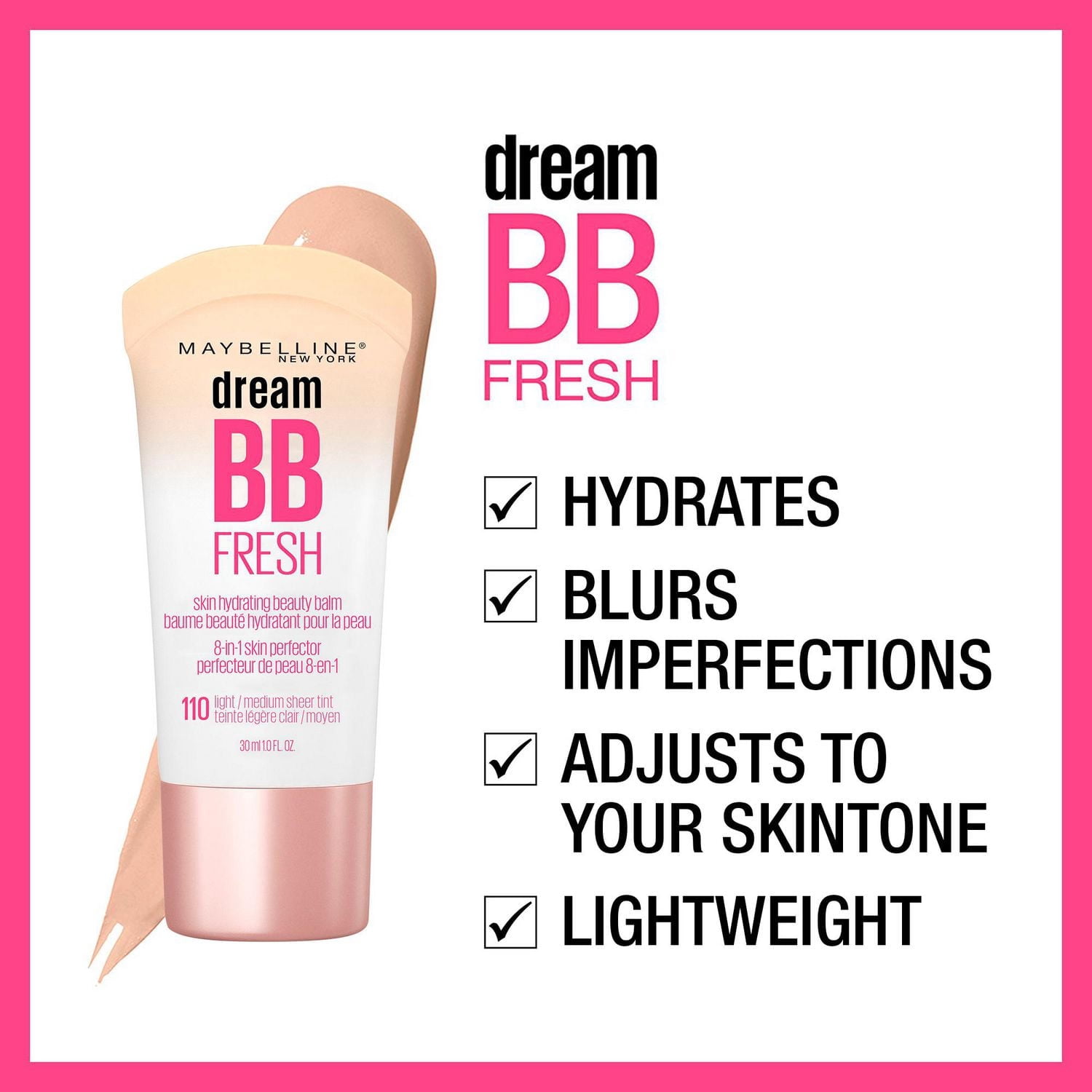 Maybelline New York Dream Fresh Crème BB, Couvrance Légère, Fini Naturel, Hydratante et Légère