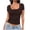 Brown, variant on Yuyuzo Square Neck Crop Tops for Women Short Sleeve Going out Tops Stretchy Slim Fitted Basic Tees