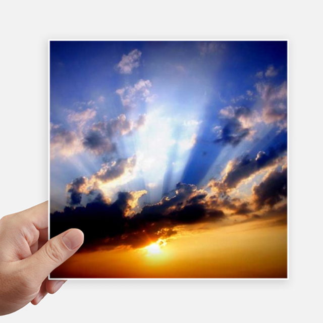 Blue Orange Sky Clouds Sticker Tags Wall Picture Laptop Decal Self adhesive