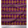 thumbnail image 1 of Soimoi Purple Cotton Voile Fabric Aztec Geometric Printed Fabric 1 Yard 56 Inch Wide, 1 of 3