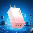 thumbnail image 1 of RRJ 65W Fast Charger, Gradient LED Multi Port USB Charging Head, QC3.0 Quick Charge Technology, High Power Wall Charger for Phone Tablet Laptop, 1 of 6