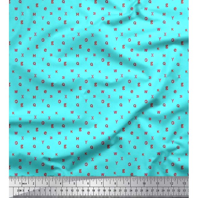 Soimoi Rayon Fabric Alphabets Shirting Printed Fabric 1 Yard 56 Inch Wide