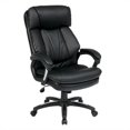 thumbnail image 1 of Oversized Faux Black Leather Executive Chair with Padded Loop Arms, 1 of 9