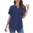 thumbnail image 1 of Blouses for Women Solid Color Round Neck Short Sleeve T-Shirt Blouse Tops, 1 of 8
