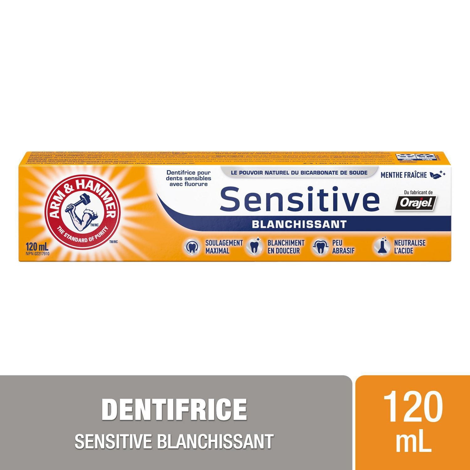 Arm & Hammer Sensitive Whitening Toothpaste, Fresh Mint, 120 ml